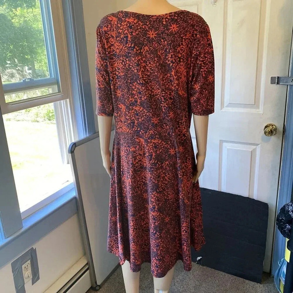 LuLaRoe Fits & Flare Stretch Comfy Midi Dress Women's 3XL Floral Summer Fun - Picture 6 of 6